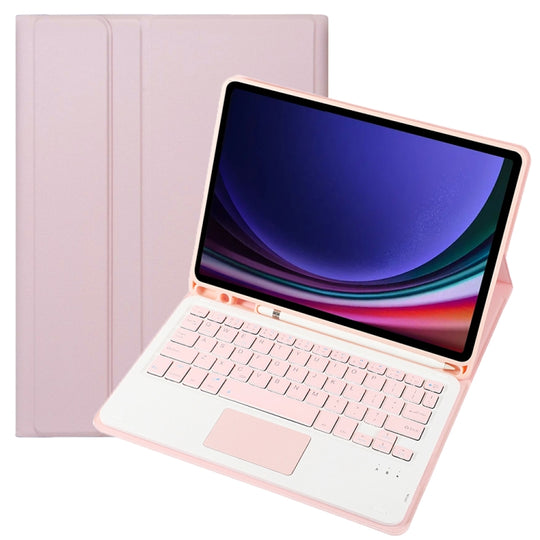 For Samsung Galaxy Tab S10 Lite / S10 FE / S9 FE A710B-A Candy Color TPU Touch Bluetooth Keyboard Leather Tablet Case with Pen Holder(Pink)