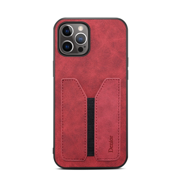 For iPhone 15 Denior DV Elastic Card Slot PU Back Cover Phone Case(Red) - iPhone 15 Cases by Denior | Online Shopping UK | buy2fix