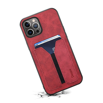 For iPhone 15 Denior DV Elastic Card Slot PU Back Cover Phone Case(Red) - iPhone 15 Cases by Denior | Online Shopping UK | buy2fix