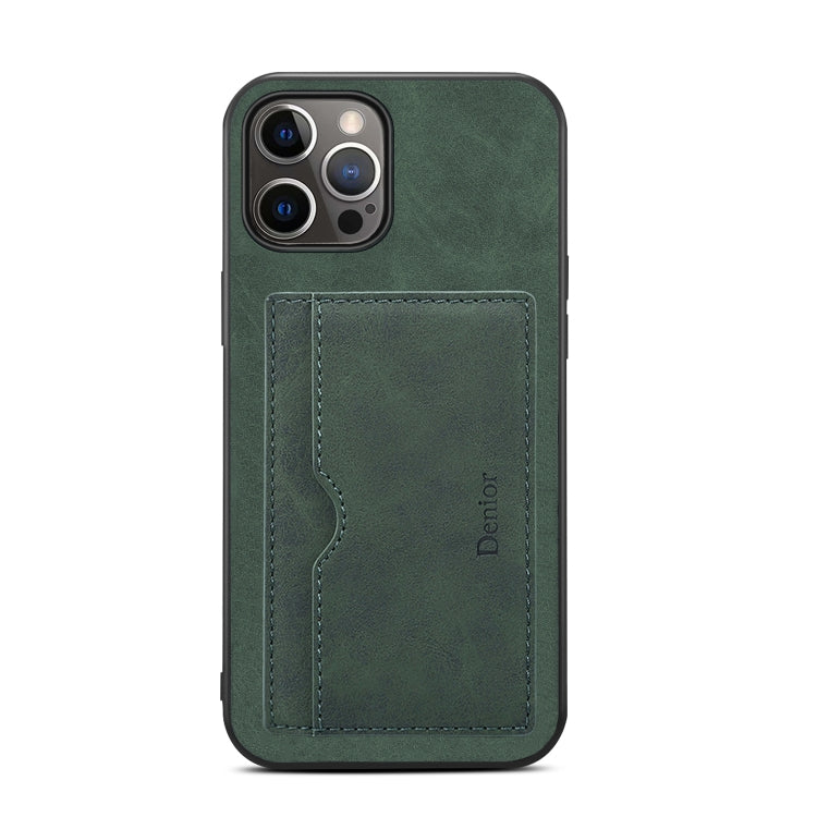 For iPhone 15 Pro Max Denior PU Single Card Slot Holder Phone Case(Green) - iPhone 15 Pro Max Cases by Denior | Online Shopping UK | buy2fix