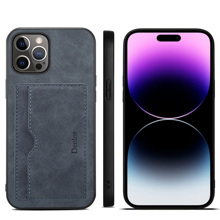 For iPhone 15 Pro Denior PU Single Card Slot Holder Phone Case(Grey) - iPhone 15 Pro Cases by Denior | Online Shopping UK | buy2fix