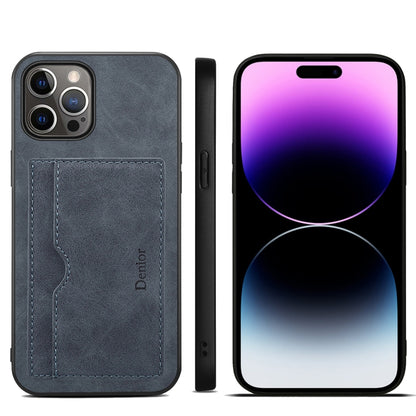 For iPhone 15 Pro Denior PU Single Card Slot Holder Phone Case(Grey) - iPhone 15 Pro Cases by Denior | Online Shopping UK | buy2fix