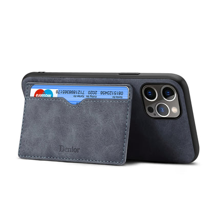 For iPhone 15 Pro Denior PU Single Card Slot Holder Phone Case(Grey) - iPhone 15 Pro Cases by Denior | Online Shopping UK | buy2fix