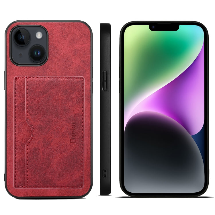 For iPhone 15 Plus Denior PU Single Card Slot Holder Phone Case(Red) - iPhone 15 Plus Cases by Denior | Online Shopping UK | buy2fix
