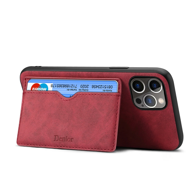 For iPhone 15 Plus Denior PU Single Card Slot Holder Phone Case(Red) - iPhone 15 Plus Cases by Denior | Online Shopping UK | buy2fix