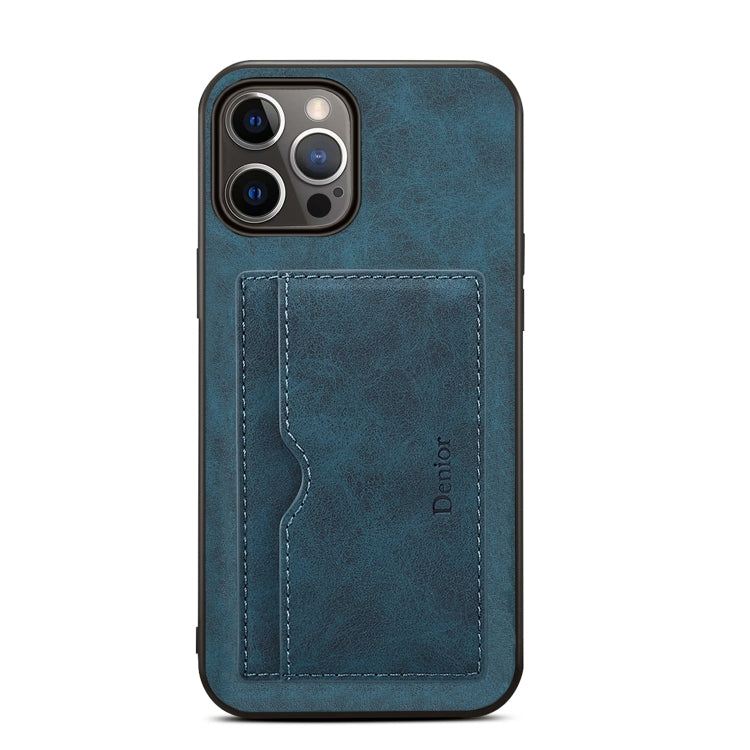 For iPhone 15 Denior PU Single Card Slot Holder Phone Case(Blue) - iPhone 15 Cases by Denior | Online Shopping UK | buy2fix
