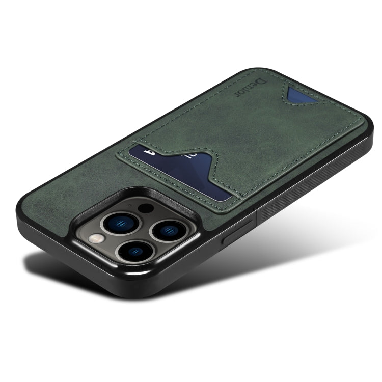For iPhone 15 Pro Denior PU Back Cover Card Slot Holder Phone Case(Green) - iPhone 15 Pro Cases by Denior | Online Shopping UK | buy2fix