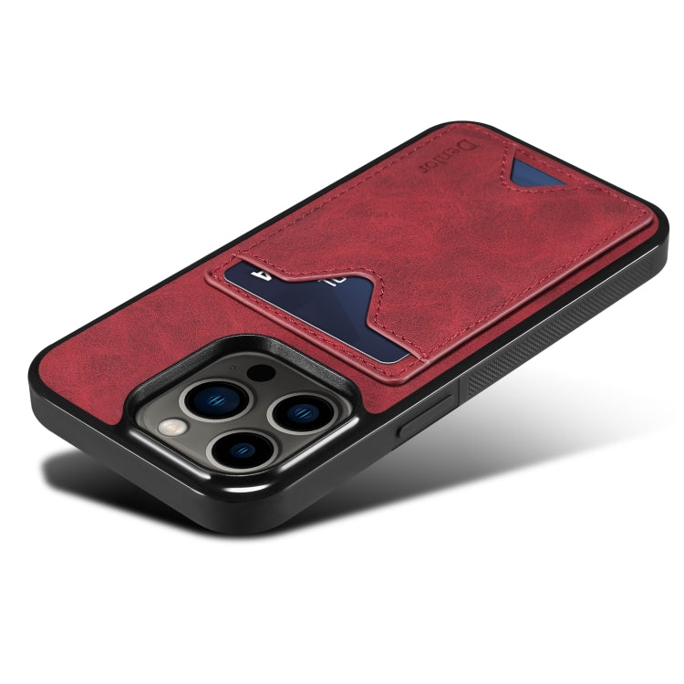 For iPhone 15 Plus Denior PU Back Cover Card Slot Holder Phone Case(Red) - iPhone 15 Plus Cases by Denior | Online Shopping UK | buy2fix