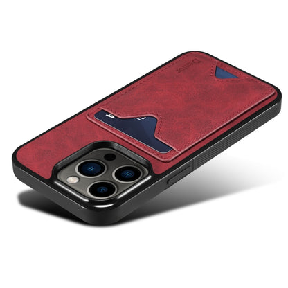 For iPhone 15 Plus Denior PU Back Cover Card Slot Holder Phone Case(Red) - iPhone 15 Plus Cases by Denior | Online Shopping UK | buy2fix