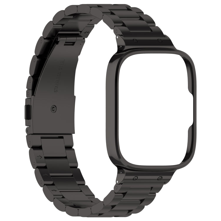 For Redmi Watch 3 Lite / Watch 3 Active 2 in 1 Three-bead Metal Watch Band with Watch Frame(Black) - Watch Bands by buy2fix | Online Shopping UK | buy2fix