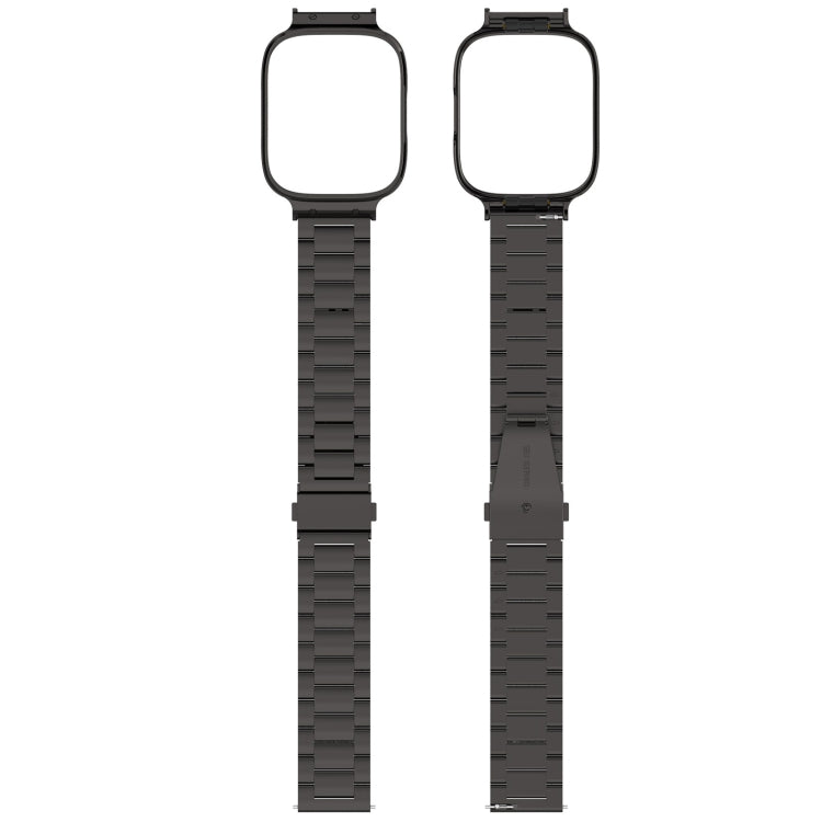 For Redmi Watch 3 Lite / Watch 3 Active 2 in 1 Three-bead Metal Watch Band with Watch Frame(Black) - Watch Bands by buy2fix | Online Shopping UK | buy2fix