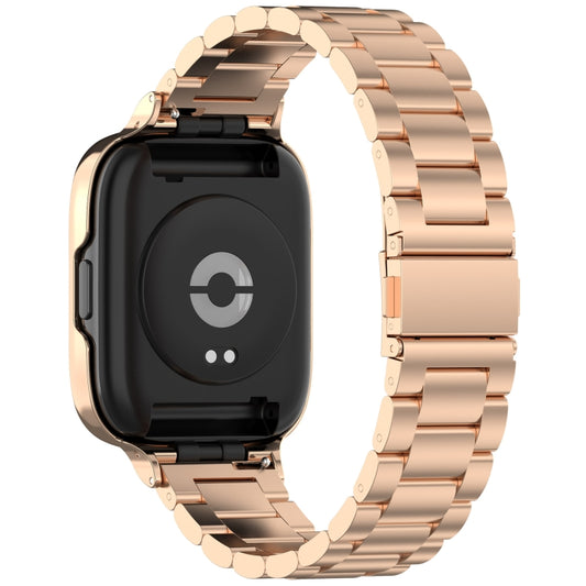 For Redmi Watch 3 Lite / Watch 3 Active 2 in 1 Three-bead Metal Watch Band with Watch Frame(Rose Gold) by buy2fix