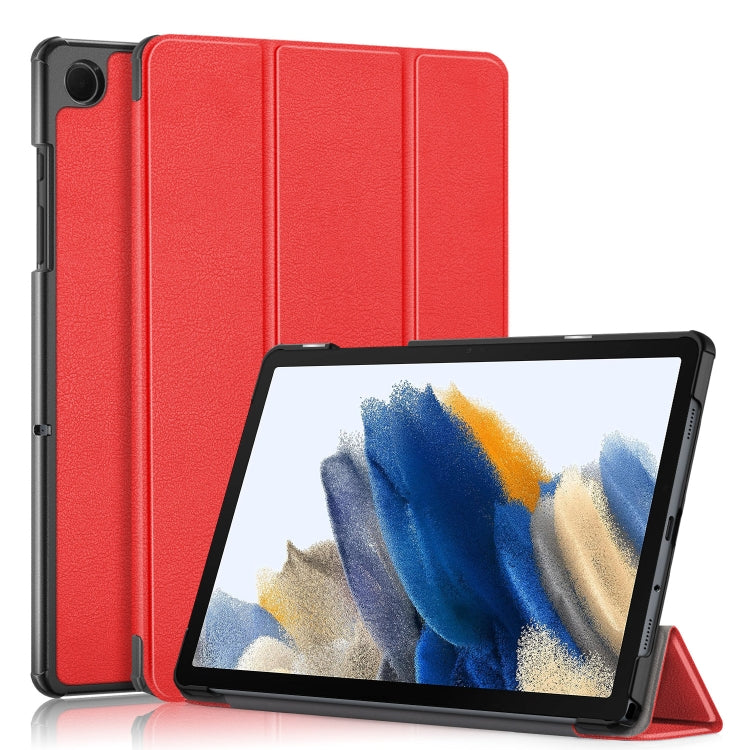 For Samsung Galaxy Tab A9 2023/Tab A11 3-folding Leather Smart Tablet Case(Red) by buy2fix