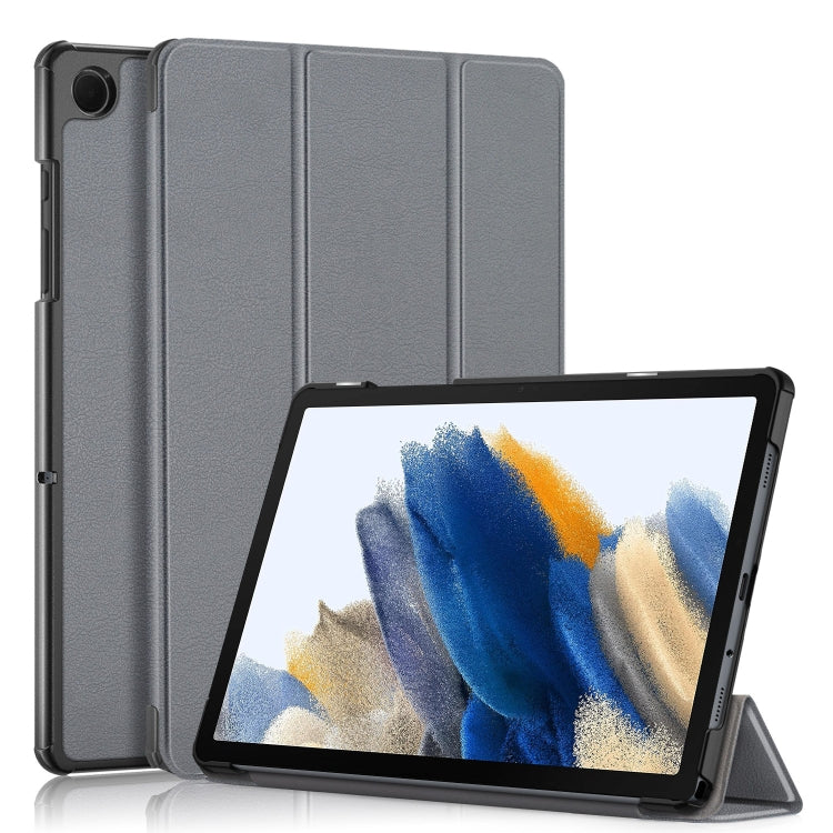 For Samsung Galaxy Tab A9 2023/Tab A11 3-folding Leather Smart Tablet Case(Grey) by buy2fix