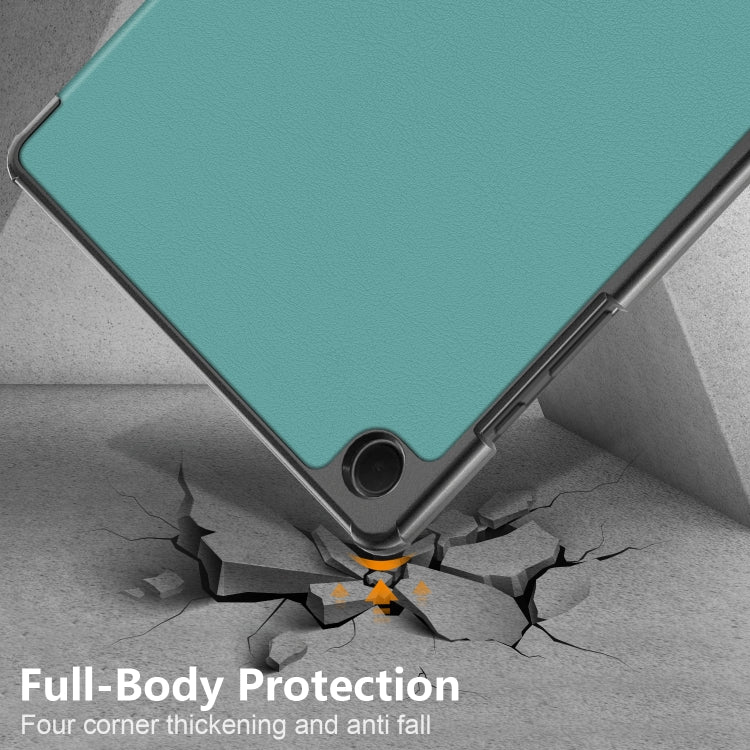 For Samsung Galaxy Tab A9 2023/Tab A11 3-folding Leather Smart Tablet Case(Green) by buy2fix