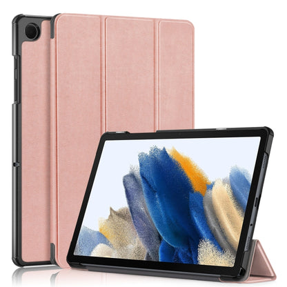 For Samsung Galaxy Tab A9 2023/Tab A11 3-folding Leather Smart Tablet Case(Rose Gold) by buy2fix