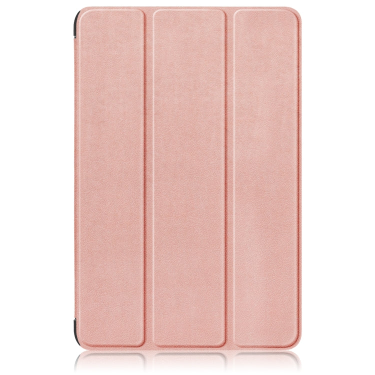 For Samsung Galaxy Tab A9 2023/Tab A11 3-folding Leather Smart Tablet Case(Rose Gold) by buy2fix