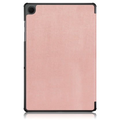 For Samsung Galaxy Tab A9 2023/Tab A11 3-folding Leather Smart Tablet Case(Rose Gold) by buy2fix