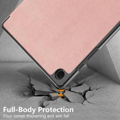 For Samsung Galaxy Tab A9 2023/Tab A11 3-folding Leather Smart Tablet Case(Rose Gold) by buy2fix