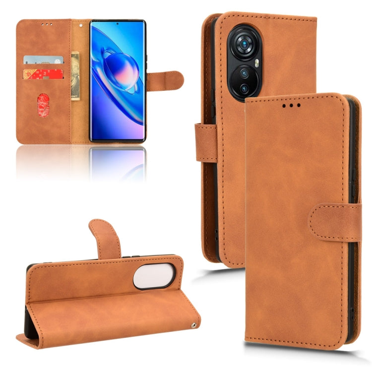 For Blackview A200 Pro Skin Feel Magnetic Flip Leather Phone Case(Brown) - More Brand by buy2fix | Online Shopping UK | buy2fix