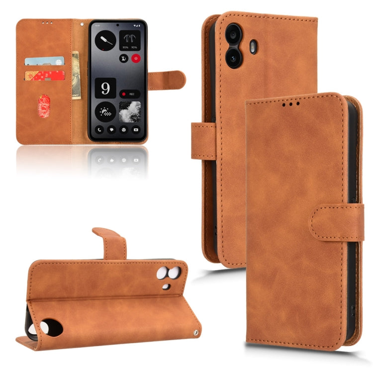 For Nothing CMF Phone 1 Skin Feel Magnetic Flip Leather Phone Case(Brown) - Nothing Cases by buy2fix | Online Shopping UK | buy2fix