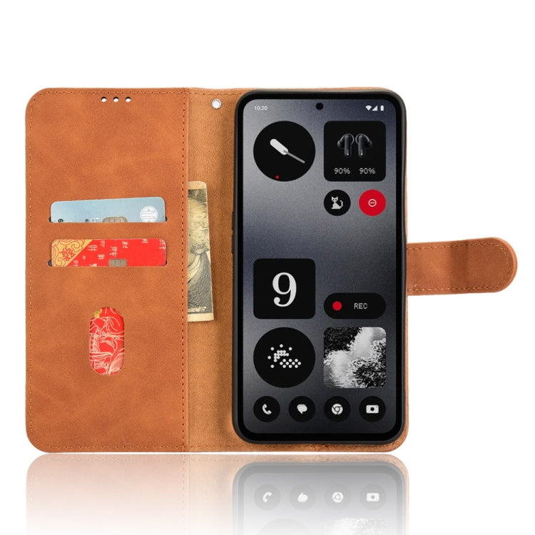For Nothing CMF Phone 1 Skin Feel Magnetic Flip Leather Phone Case(Brown) - Nothing Cases by buy2fix | Online Shopping UK | buy2fix