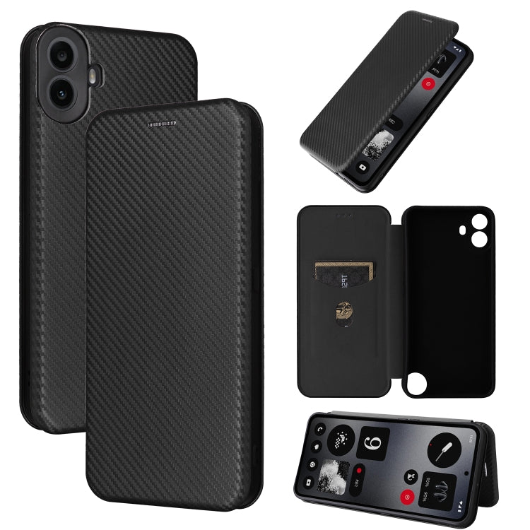 For Nothing CMF Phone 1 Carbon Fiber Texture Flip Leather Phone Case(Black) - Nothing Cases by buy2fix | Online Shopping UK | buy2fix