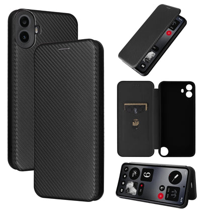 For Nothing CMF Phone 1 Carbon Fiber Texture Flip Leather Phone Case(Black) - Nothing Cases by buy2fix | Online Shopping UK | buy2fix