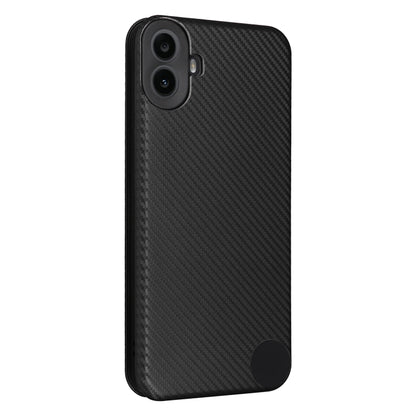 For Nothing CMF Phone 1 Carbon Fiber Texture Flip Leather Phone Case(Black) - Nothing Cases by buy2fix | Online Shopping UK | buy2fix