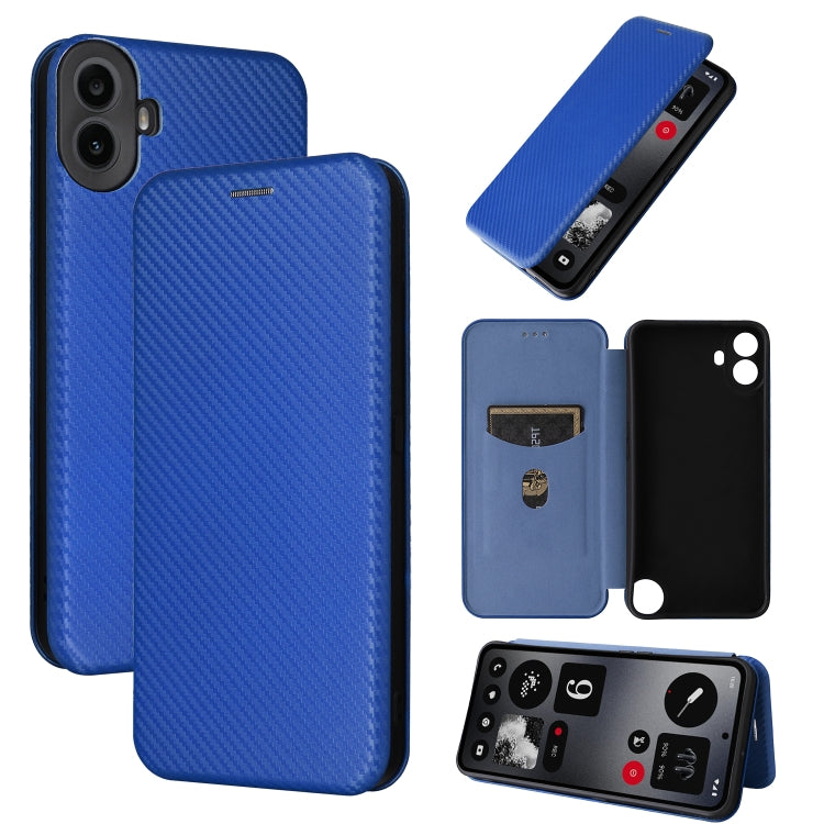 For Nothing CMF Phone 1 Carbon Fiber Texture Flip Leather Phone Case(Blue) - Nothing Cases by buy2fix | Online Shopping UK | buy2fix
