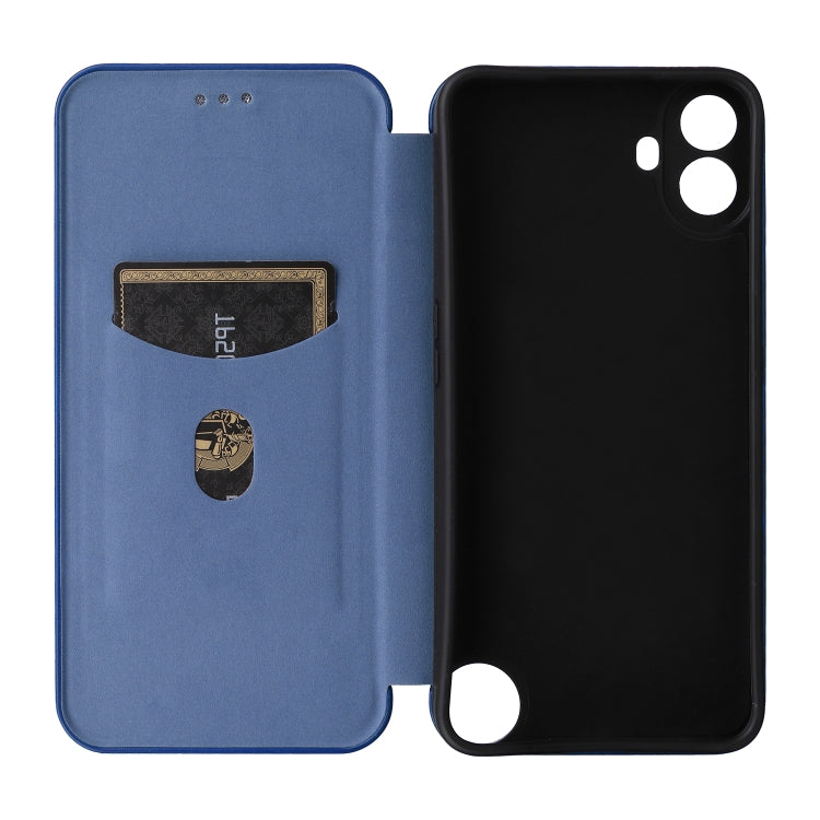 For Nothing CMF Phone 1 Carbon Fiber Texture Flip Leather Phone Case(Blue) - Nothing Cases by buy2fix | Online Shopping UK | buy2fix
