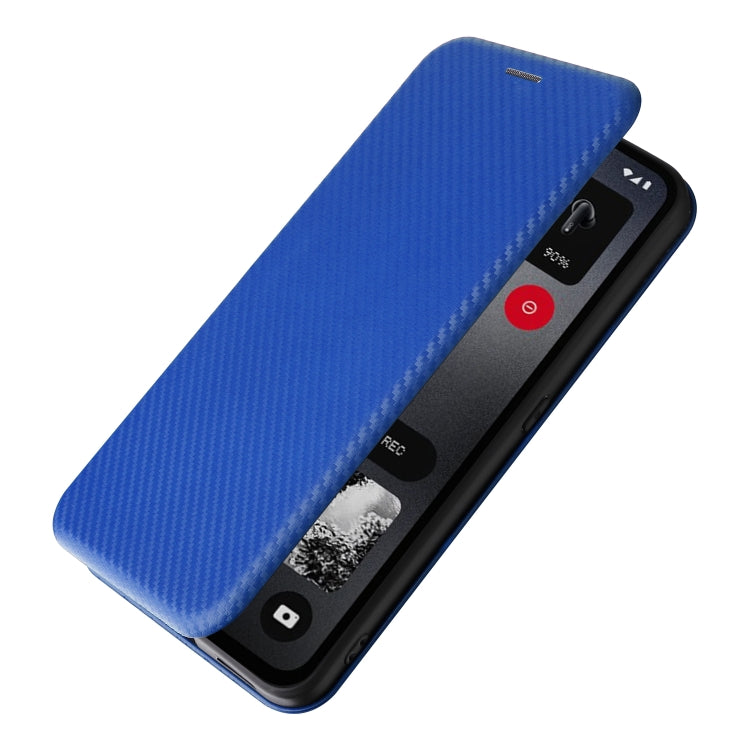 For Nothing CMF Phone 1 Carbon Fiber Texture Flip Leather Phone Case(Blue) - Nothing Cases by buy2fix | Online Shopping UK | buy2fix