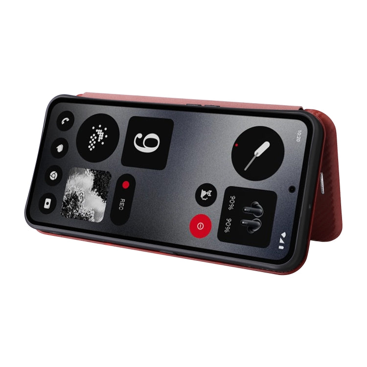 For Nothing CMF Phone 1 Carbon Fiber Texture Flip Leather Phone Case(Brown) - Nothing Cases by buy2fix | Online Shopping UK | buy2fix