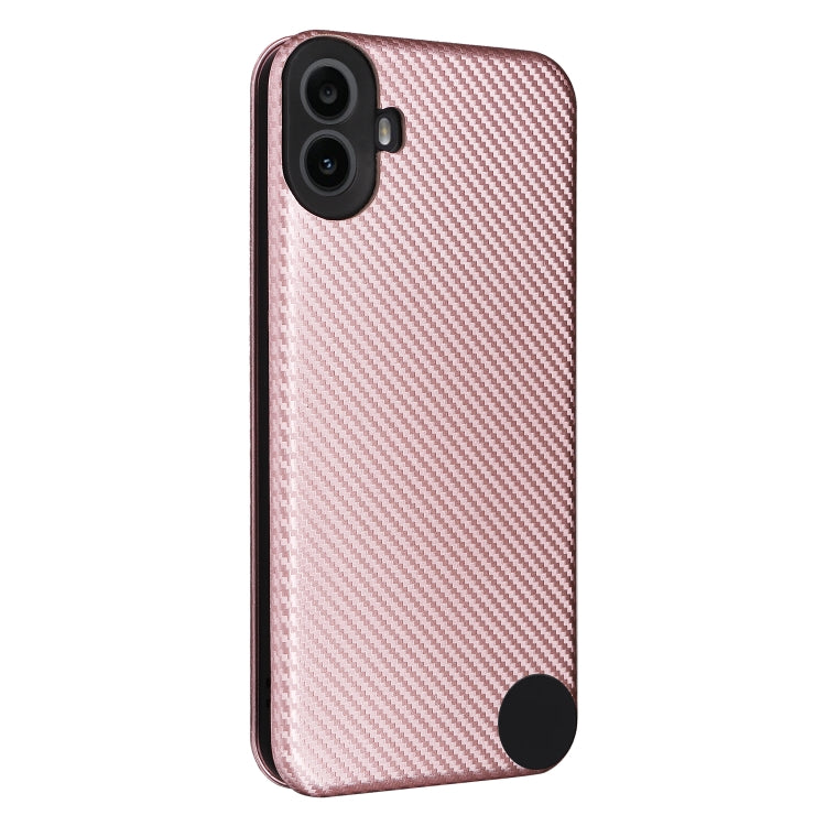 For Nothing CMF Phone 1 Carbon Fiber Texture Flip Leather Phone Case(Pink) - Nothing Cases by buy2fix | Online Shopping UK | buy2fix