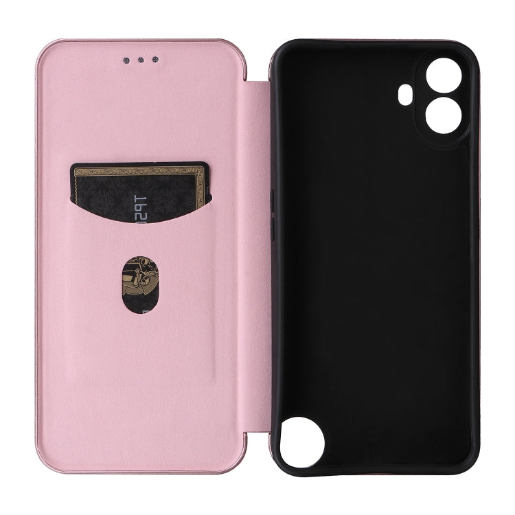 For Nothing CMF Phone 1 Carbon Fiber Texture Flip Leather Phone Case(Pink) - Nothing Cases by buy2fix | Online Shopping UK | buy2fix