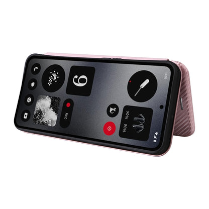 For Nothing CMF Phone 1 Carbon Fiber Texture Flip Leather Phone Case(Pink) - Nothing Cases by buy2fix | Online Shopping UK | buy2fix