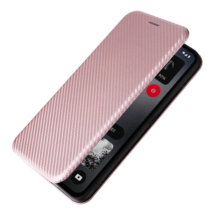 For Nothing CMF Phone 1 Carbon Fiber Texture Flip Leather Phone Case(Pink) - Nothing Cases by buy2fix | Online Shopping UK | buy2fix
