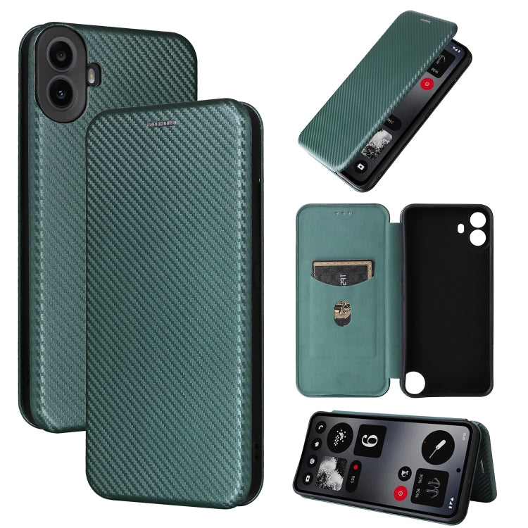 For Nothing CMF Phone 1 Carbon Fiber Texture Flip Leather Phone Case(Green) - Nothing Cases by buy2fix | Online Shopping UK | buy2fix