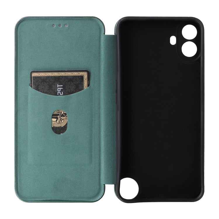 For Nothing CMF Phone 1 Carbon Fiber Texture Flip Leather Phone Case(Green) - Nothing Cases by buy2fix | Online Shopping UK | buy2fix