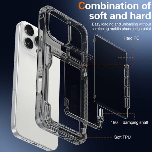 For iPhone 16 Pro Crystal Clear Flip Card Slot Phone Case(Transparent Black) by buy2fix