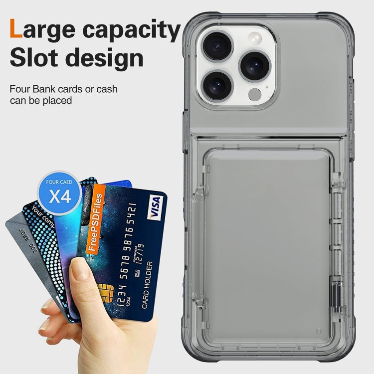 For iPhone 16 Pro Crystal Clear Flip Card Slot Phone Case(Transparent Black) - iPhone 16 Pro Cases by buy2fix | Online Shopping UK | buy2fix