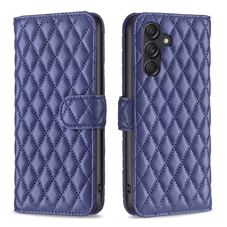 For Samsung Galaxy M55 Diamond Lattice Wallet Flip Leather Phone Case(Blue) by buy2fix