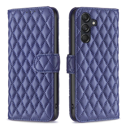 For Samsung Galaxy M55 Diamond Lattice Wallet Flip Leather Phone Case(Blue) by buy2fix