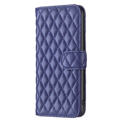 For Samsung Galaxy M55 Diamond Lattice Wallet Flip Leather Phone Case(Blue) by buy2fix