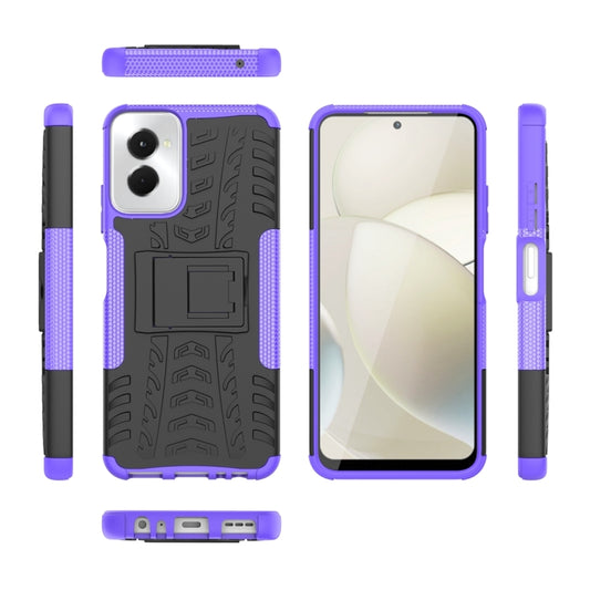 For Motorola Moto G Power 5G 2024 Tire Texture TPU + PC Phone Case with Holder(Purple) by buy2fix