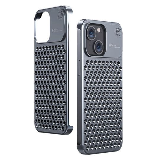For iPhone 14 Plus Aromatherapy Aluminum Alloy Cooling Phone Case(Grey) - iPhone 14 Plus Cases by buy2fix | Online Shopping UK | buy2fix