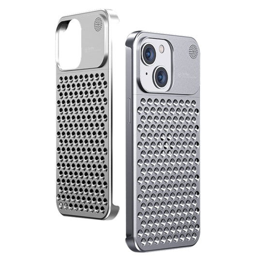 For iPhone 14 Plus Aromatherapy Aluminum Alloy Cooling Phone Case(Silver) - iPhone 14 Plus Cases by buy2fix | Online Shopping UK | buy2fix