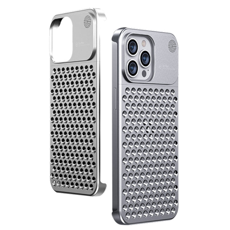 For iPhone 14 Pro Aromatherapy Aluminum Alloy Cooling Phone Case(Silver) - iPhone 14 Pro Cases by buy2fix | Online Shopping UK | buy2fix