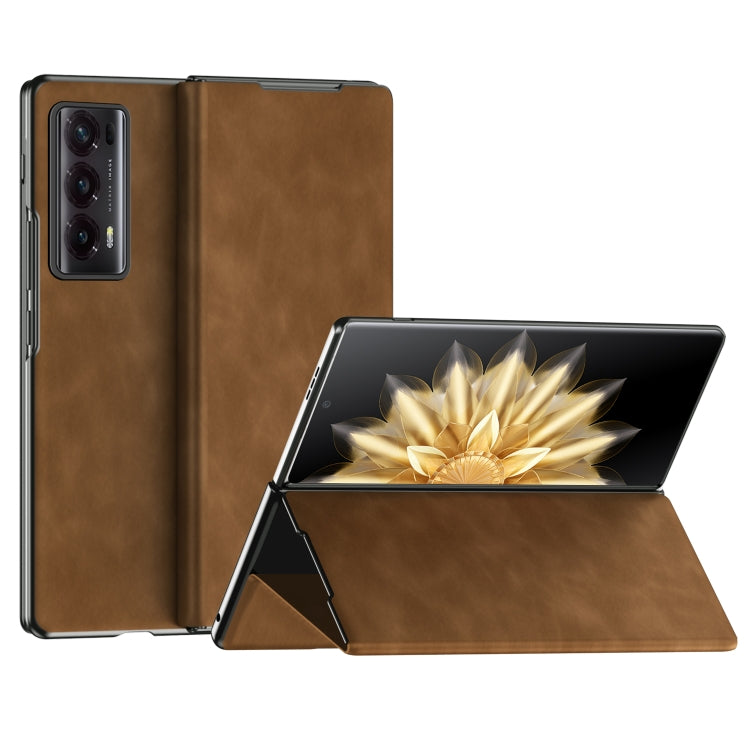 For Honor Magic V2 Celebrity Series Napa Texture Shockproof Phone Leather Case(Brown) - Honor Cases by buy2fix | Online Shopping UK | buy2fix