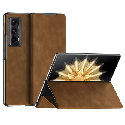 For Honor Magic V2 Celebrity Series Napa Texture Shockproof Phone Leather Case(Brown) - Honor Cases by buy2fix | Online Shopping UK | buy2fix